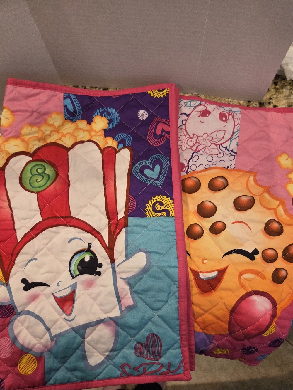 Shopkins Standard Quilted Pillow Case Shams Girls Kids Pink 2013 Set Of 2 Clean